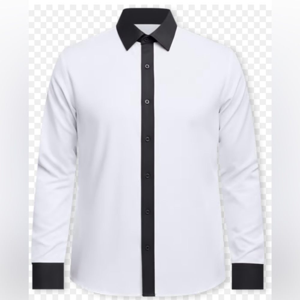 Kenneth Cole Reaction white men’s button down shirt with black accents Size M